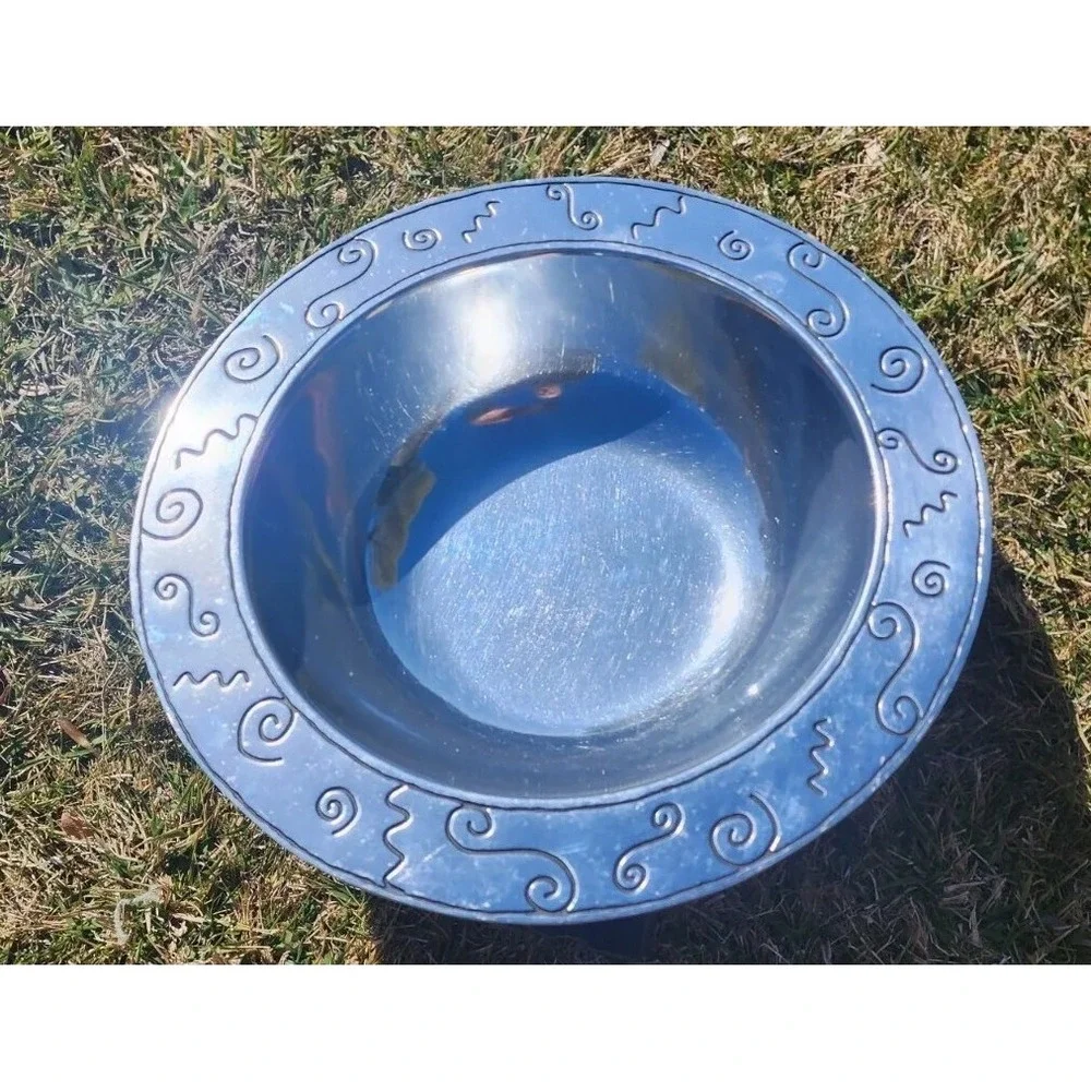 Vintage Wilton Armetale Large Pewter Serving Bowl Pizzazz Southwestern Style